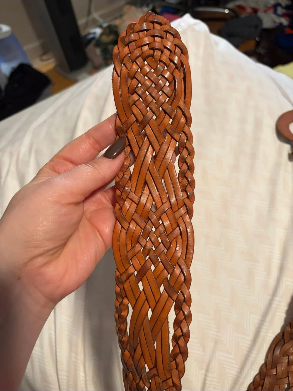 Women’s Woven Leather Belt - Brown - Small